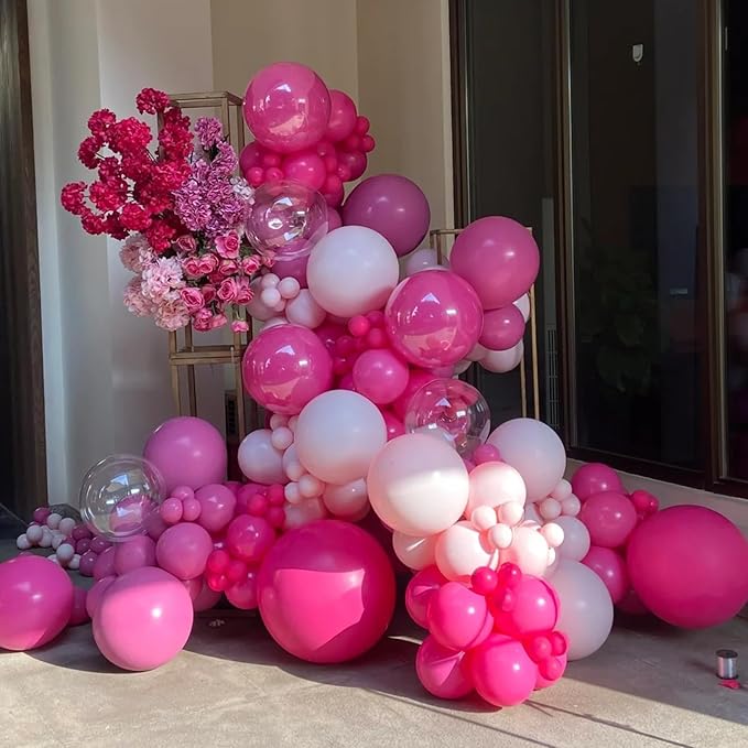 140pcs Hot Pink Round Balloons Different Sizes 18 12 10 5 Inch Latex Balloons for Arch Decoration Party Balloon Kit for Graduation Birthday Party Wedding Balloon Baby Shower Decoration-CubbioJoy