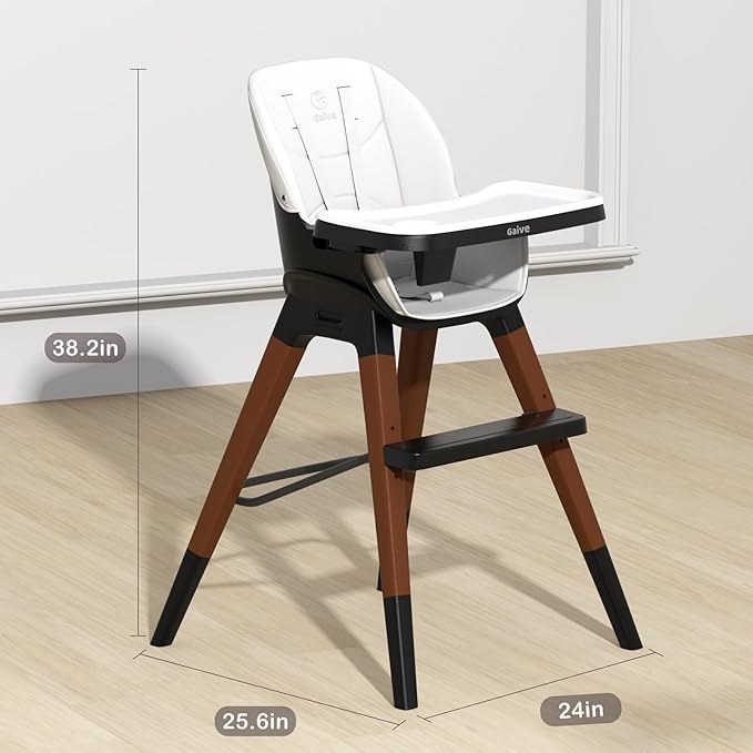 8 in 1 Highchair, Convertible Wooden Baby High Chair with Tray, Adjustable High Chair for Babies and Toddlers, Easy to Clean, Grow with Family|Booster|Learning Table|High Stool-CubbioJoy