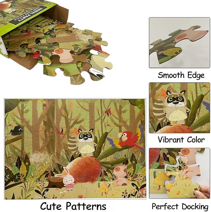 Jumbo Floor Puzzle for Kids, Large Jigsaw Puzzles 35 Piece for Kids Ages 3-5,Preschool Learning & Education Toys, Gifts for 4-8 Year Old Boys and Girls (Forest Animals 2)-CubbioJoy