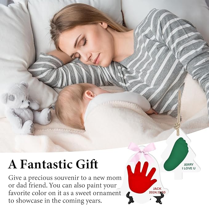 Baby Handprint Footprint Keepsake Ornament Kit, Personalized Baby Foot Printing Kit for Newborn Clay Impression Handmade DIY Imagination to Create-CubbioJoy