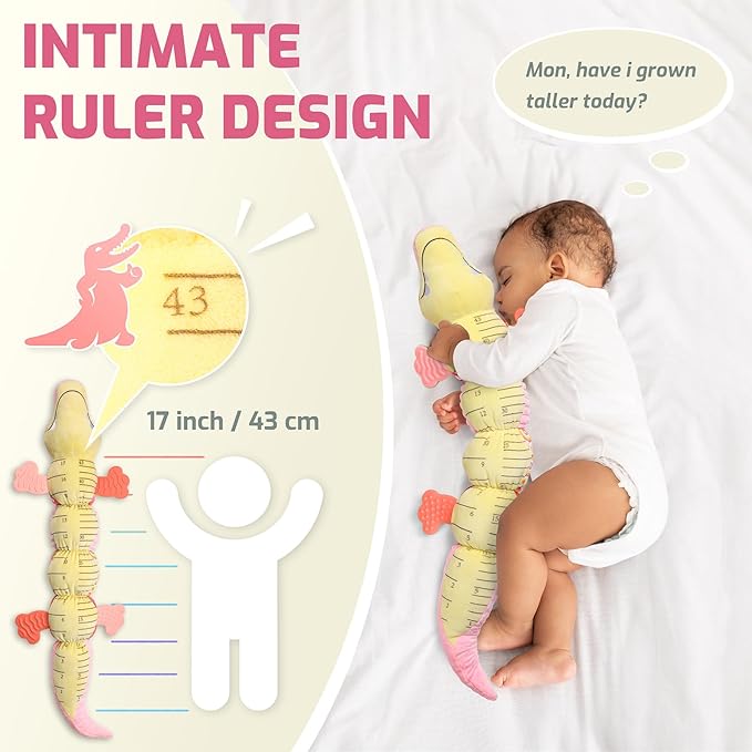 Sumobaby Crocodile Baby Toys Musical Crocodile, Stuffed Animal Activity Soft Toys with Teether, Multi-Sensory Crinkle, Rattle and Textures, for Tummy Time, 0 - 12 Months, Boys, Girls, Alligator (Pink)-CubbioJoy