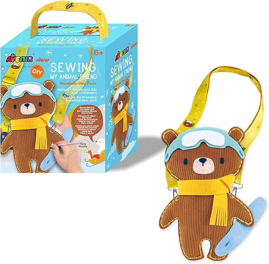 Avenir Sewing Kit for Kids Birthday Gifts for Kids Aged 6 Corduroy Fabric With Shoulder Strap Safe Needles Pre-cut Felt Easy DIY Arts and Crafts for Boys and Girls Stuff No Mess with Full Instructions-CubbioJoy