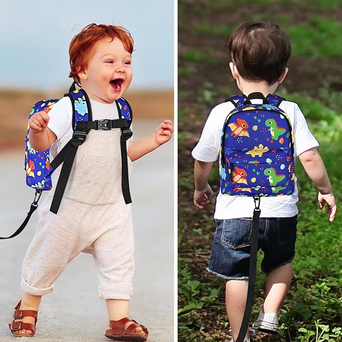 Accmor Toddler Backpack Leash Harness, Cute Kids Backpack with Anti Lost Wrist Link, Child Backpack Leash Baby Walking Harness Bag for Outdoor Travel, Mini Dinosaur Backpack Tether for Boys-CubbioJoy