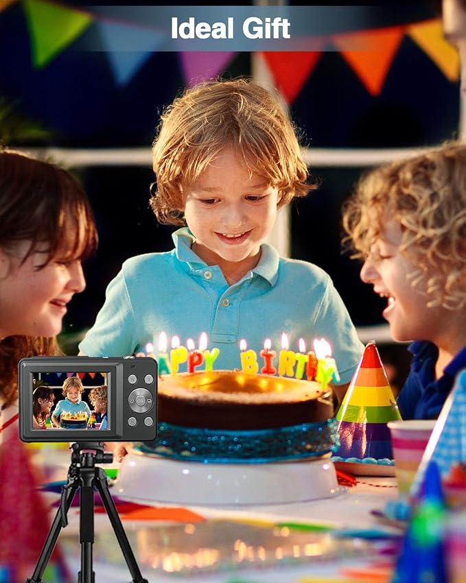 Digital Camera, FHD 1080P Point and Shoot Camera with 16X Zoom Anti Shake, Compact Small Portable for Boy Girls(Deep Black)-CubbioJoy