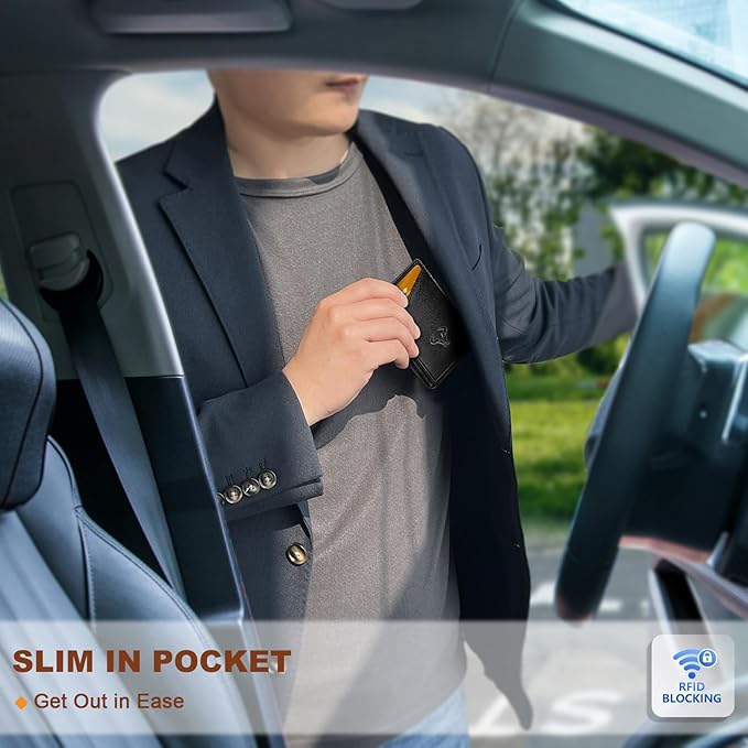 BULLIANT Men Wallet,Money Clip Wallet Slim For Gift Men 9Cards-Metal Credit Card Case in Magnetic Leather Flip-CubbioJoy