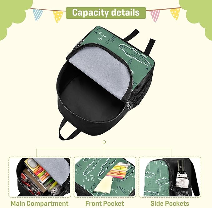 Cute Alligator Crocodile Toddler Backpack Waterproof Mini Backpack Boys/Girls Cute Small Backpack Kindergarten Pre School Bags (M-CubbioJoy