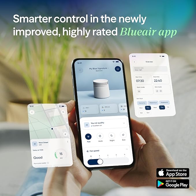 BLUEAIR Air Purifier for Large Rooms & Home - Odor Eliminating Cleans up to 3385 ft², HEPASilent, Smart WiFi, Auto Mode, Doubles as Table, Removes Dust, Smoke, Pet Hair, AHAM Verified, Blue Signature-CubbioJoy