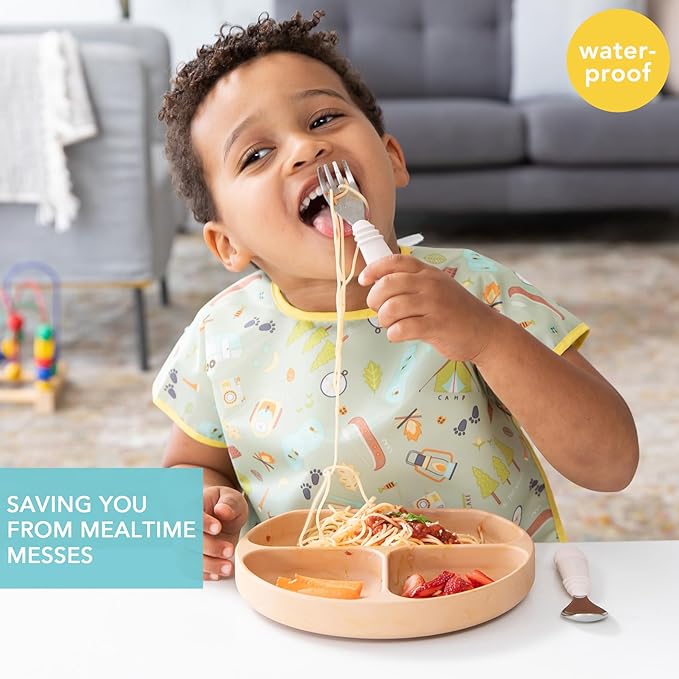 Bumkins Bibs - Toddler Bibs, Waterproof, Large for 1-3 Years, Short Sleeve-CubbioJoy