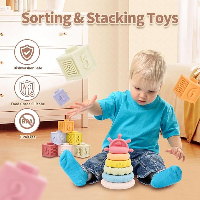 Baby Toys 6 to 18 Months, 8 in 1 Montessori Toy Set, Educational Learning Toy for Toddlers Babies Sensory Toys Newborn Infant Gifts for Boys & Girls-CubbioJoy