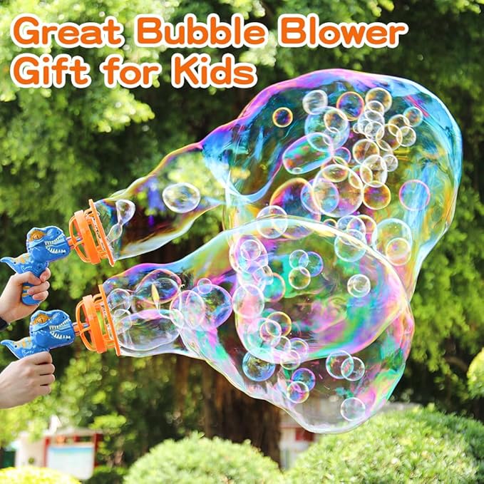 Bubble Machine Gun, Dinosaur Bubble Blower Bubbles Toy for Kids and Toddlers Bubble Maker Christmas Birthday Party Gift for Boys Girls 3 4 5 6 7 8 9(Blue)-CubbioJoy