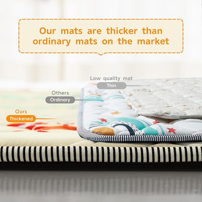 Baby Play Mat - Thicken 50x50 Inch Soft Foam Crawling Mat for Playpen & Floor, Non-Slip Waterproof Playmats for Infants & Toddlers, Portable Foldable & Machine Washable, Beach Animals-CubbioJoy