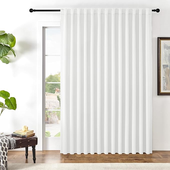 Joydeco Custom Blackout Curtains for Bedroom, 1 Panel Room Darkening Curtains & Drapes for Living Room Window Rod Pocket Back Tab (Custom Size,Pure White)-CubbioJoy