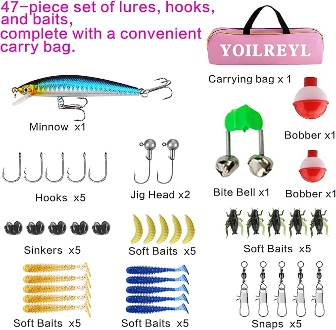 Collapsible Telescopic Fishing Rod and Reel Combo Push Button Small Fishing Pole Kit Beginner Youth Boys Fishing Starter Set Tackle-CubbioJoy