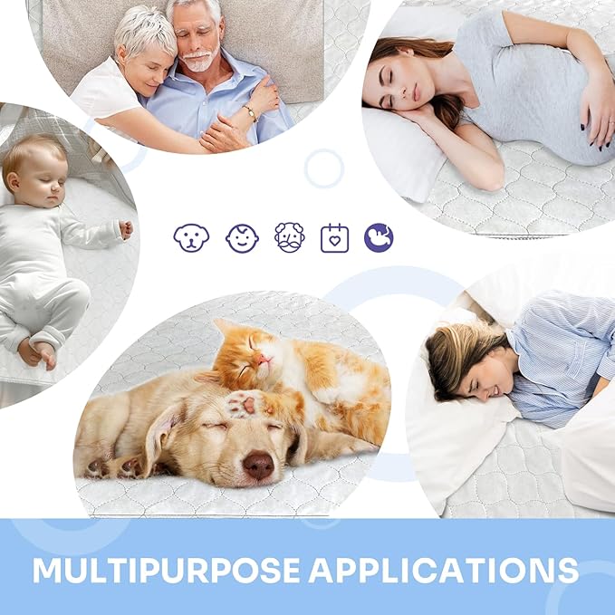 4-Layer Ultra Soft Quilted Bed Pads, 18" x 24" (3 Pack), Heavy Absorbency Underpad, Machine Washable, Mattress Protection for Elderly Seniors, Kid and Pets-CubbioJoy