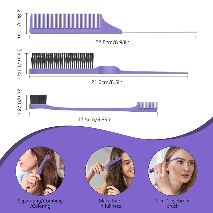 Curl Defining Brush, Curly Hair Brush, Slick Back Hair Brush, For Combing and Shaping Curls in All Hairstyles to Reduce Pulling (Purple)-CubbioJoy