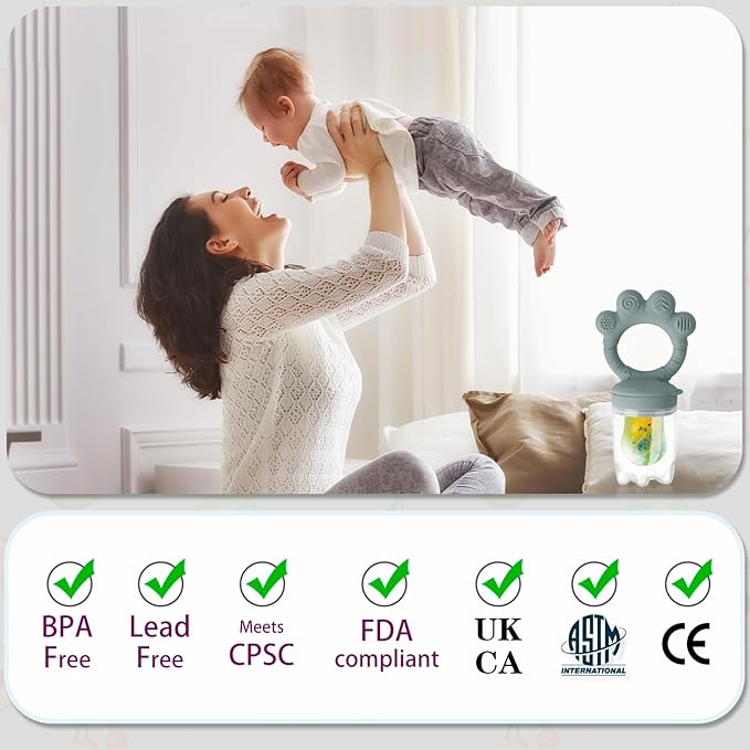 Baby Fruit Food Feeder - Silicone Nibble Tray Combo - Breastmilk Popsicle Mold for Cooling Relief, BPA Free Mesh Feeder for Infant Self Feeding (Claw Blue + Pineapple)-CubbioJoy