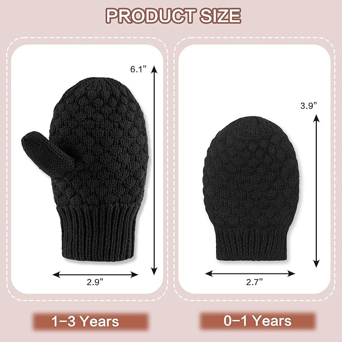 Baby Knit Mittens Toddler Boys Girls Gloves Winter Infant Newborn No Scratch Mitten 0-3 Years-CubbioJoy