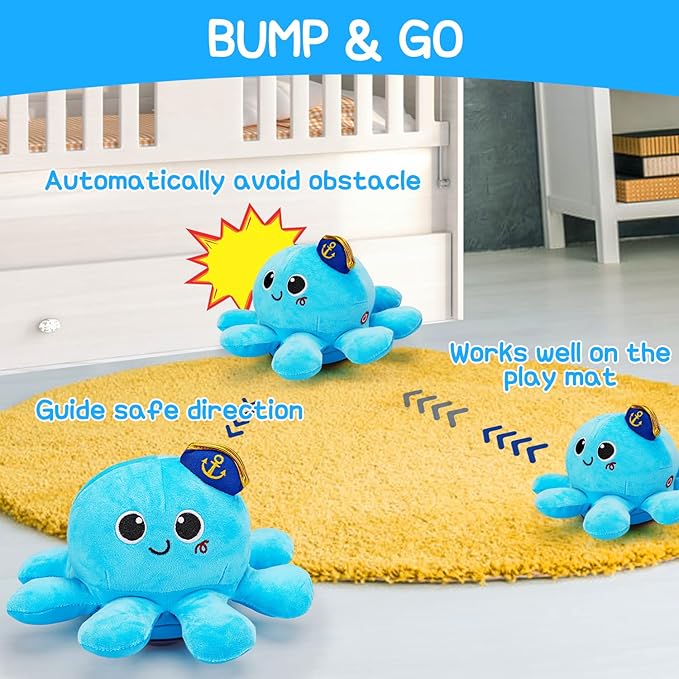 Baby Crawling Toys 6-12 Months Musical Plush Octopus Light up Voice Control Dancing Infant Walking Toys 1 Year Old Boy Girl Babies 0 6 7 8 9 10 12-18 Month Tummy Time Sensory Toddler First Gifts-CubbioJoy