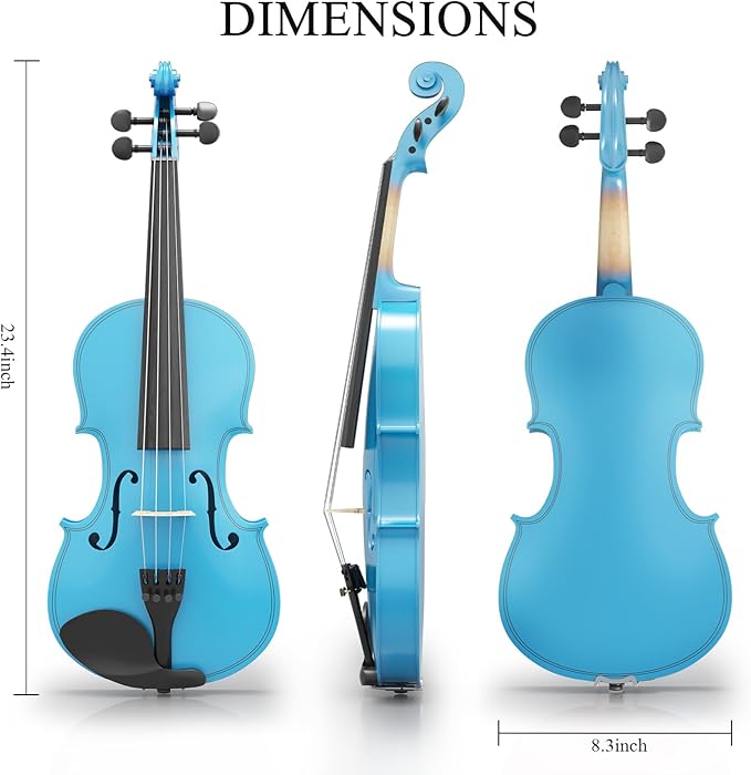 Beginner Violin 4/4, Full Size Violin for Adults, Teens, Student, Acoustic Fiddle Kit with Hard Case, Bow, Rosin, Bridge, Learners Age 12+ (Sky Blue)-CubbioJoy