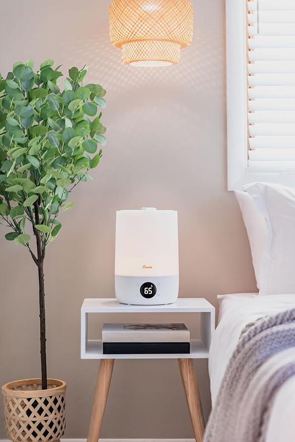 Crane Ultra-Quiet 3-in-1 Humidifier, Essential Oil Aroma Diffuser & Soothing Sleep Light - Compact 1.2 Gallon Capacity with Adjustable Night Light & Fragrance Tray - Ideal for Bedroom and Office-CubbioJoy