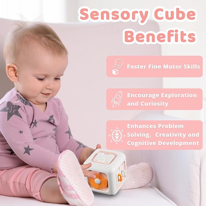 Busy Cube Toys for 1 Year Old Girl Gifts, Montessori for Baby Girl, Travel Sensory Toys for Toddlers 1-3, Learning Fine Motor Skills| 1st Birthday Girl Gifts 12 Months +-CubbioJoy