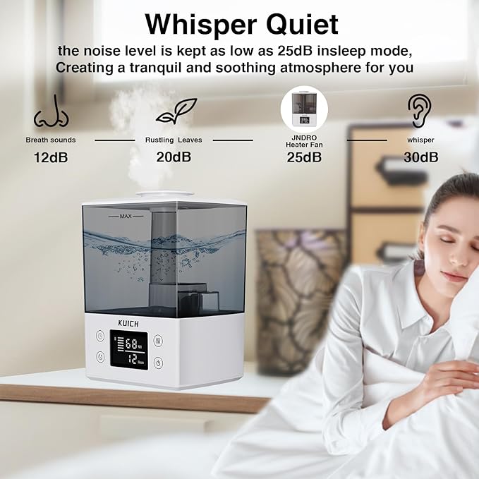 2.4L Air Humidifiers for Bedroom Baby - 26dB Quiet Cool Mist Air Humidifier for Nursery & Plants, Top Fill Air Humidifier Lasts Up to 30 Hours, Auto Shut-Off, Easy to Fill and Clean-CubbioJoy