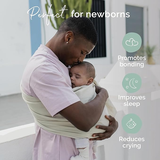 Boba Ring Sling - Newborn to Toddler Carrier, Lightweight & Breathable, Hip-Healthy, Front & Hip Carry, 8-35 lbs (Pampas)-CubbioJoy