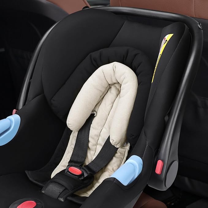 COOLBEBE Upgraded 2-in-1 Babybody Supports for Newborn Infant - Extra Soft Breathable Car Seat Insert Cushion Pad, Perfect for Carseat, Stroller, Swing, Bouncer Black-CubbioJoy