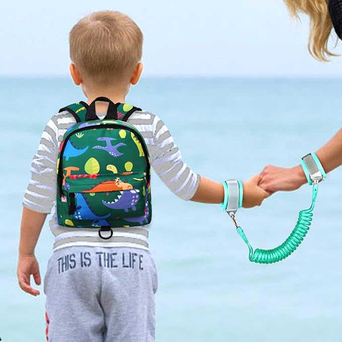 Accmor Toddler Backpack Leash, Cute Baby Backpacks with Anti Lost Wrist Link, Mini Kids Backpack Harness Leash for Outdoor Travel, Adorable Dinosaur Backpack Tether Walking Harness for Boys 1-3-CubbioJoy