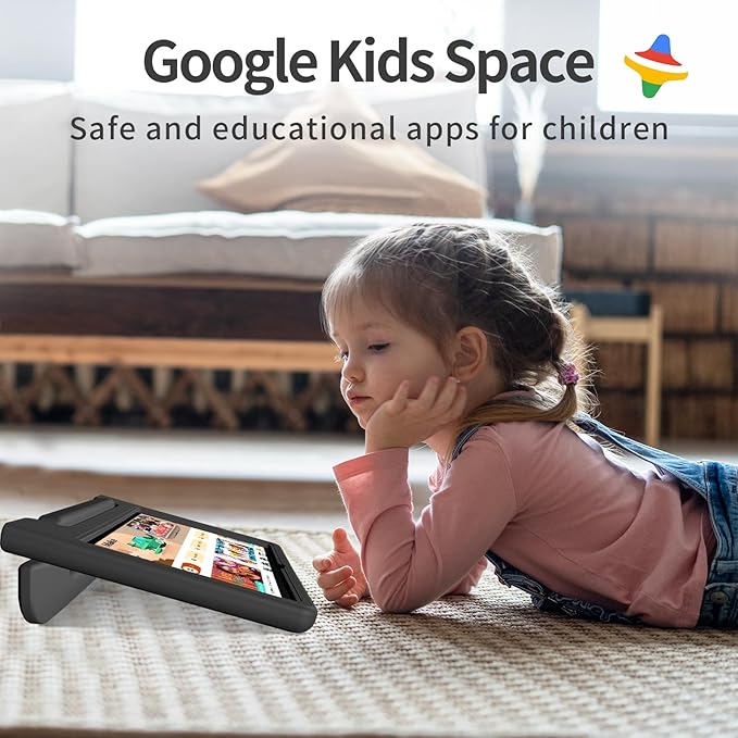 JREN Tablet for Kids｜10 Inch Kids Tablet Android 14｜Octa-core｜64GB｜WiFi ｜Bluetooth｜Parental Control｜Children Content｜Children Toddler Black-CubbioJoy