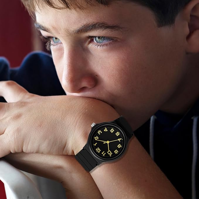 Kids Analog Watch Boys Girls, 30M Waterproof, Sports Watch for Boys, Easy to Read Children's Thin Dial Wrist Watches with Soft Band, for Ages 5-15 Kids Great Birthday Gifts Christmas Day-CubbioJoy