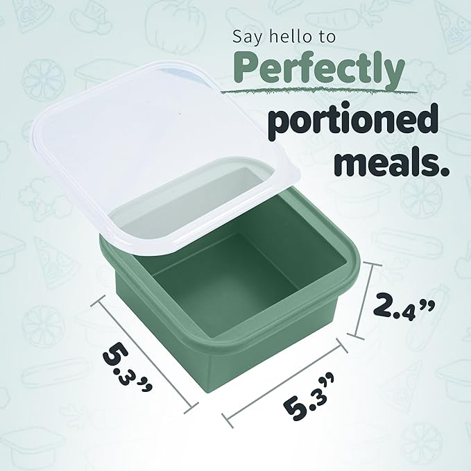 2-Cup Silicone Freezer Trays with Lids – Perfect for Meal Prep, Portion Control, and Easy Freezing-Meal Prep Container Molds for Soup,Leftovers (Green, 4 pack)-CubbioJoy