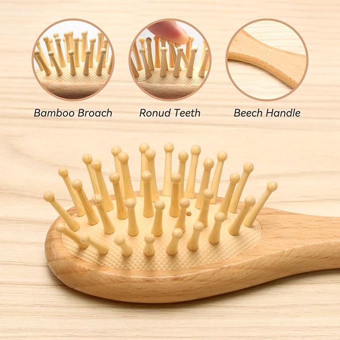 Baby Hair Care Kit, 5 in 1 Wooden Natural Goat Bristles Brush Cradle Cap Comb Baby Grooming Kit for Newborns Toddlers Boys Girls Gift-CubbioJoy