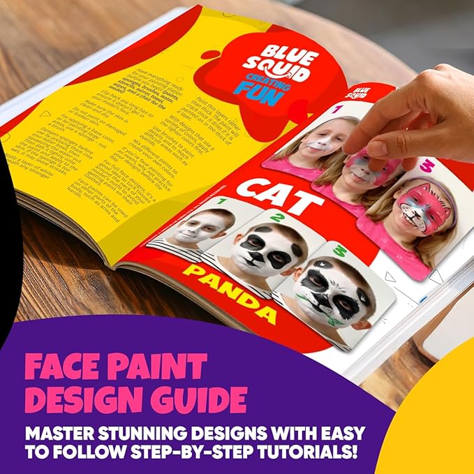 28 Color Face Painting Kit for Kids - Blue Squid Face Paint Kit Palette with 160pc accessories Stencils, Water Activated Non Toxic Washable Professional Facepaint body set Halloween Party Makeup-CubbioJoy