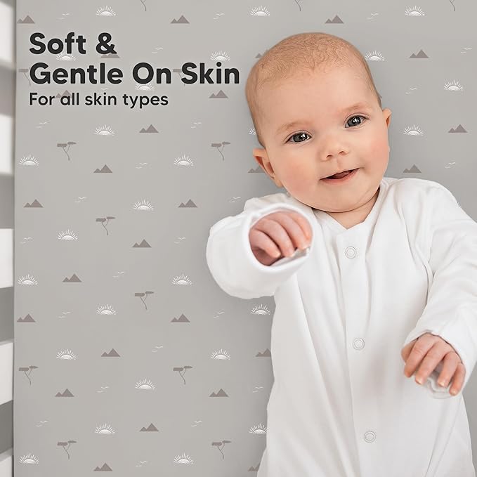 KeaBabies 2-Pack Organic Crib Sheets for Boys, Girls - 52x28 Fitted Crib Mattress Sheet Neutral, Breathable Jersey Cotton Cover for Baby Bed, Toddler Mattress, Soft & Cute Prints (Savannah)-CubbioJoy