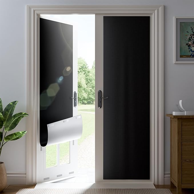 44" W x 72" L 100% Portable Blackout Curtains, Total Darkness No-Drill Black Out Window Cover,Temporary Blackout Shades with Hook & Loop Tape, for Bedroom, Nursery, Dorm, Travel (Black)-CubbioJoy