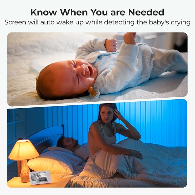 7" 1080P Full HD Split-Screen Baby Monitor,100 Hrs 5000mAh Battery Runs 4 Days with Flexible Bracket,No WiFi Baby Monitor with 2 FHD Cameras Hack-Proof,4X Zoom,2-Way Talk,Temp Alert/Lullabies/VOX-CubbioJoy