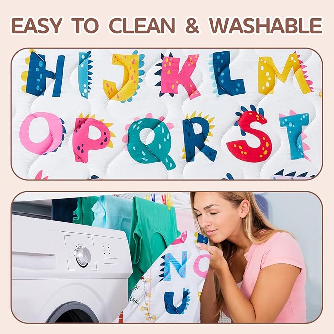 Baby Play Mat - Thicken 71x59 Inch Soft Foam Crawling Mat for Playpen & Floor, Non-Slip Waterproof Playmats for Infants & Toddlers, Portable Foldable & Machine Washable, Dinosaur & Letters-CubbioJoy