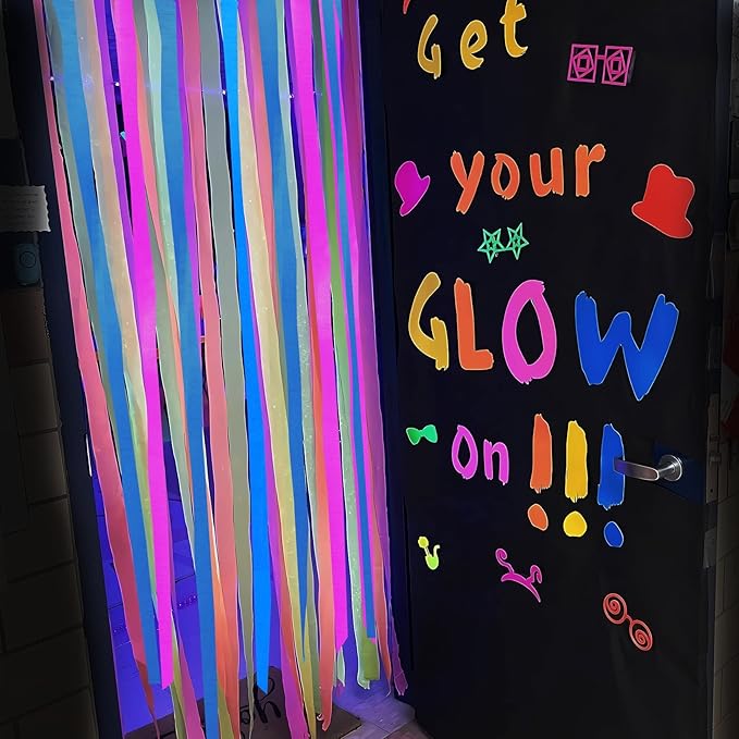 600feet Crepe Paper Streamers,6 Rolls Blacklight Party Streamer Decorations in 6 Colors for Neon Party,Wedding, Birthday, Glow Party Supplies…-CubbioJoy