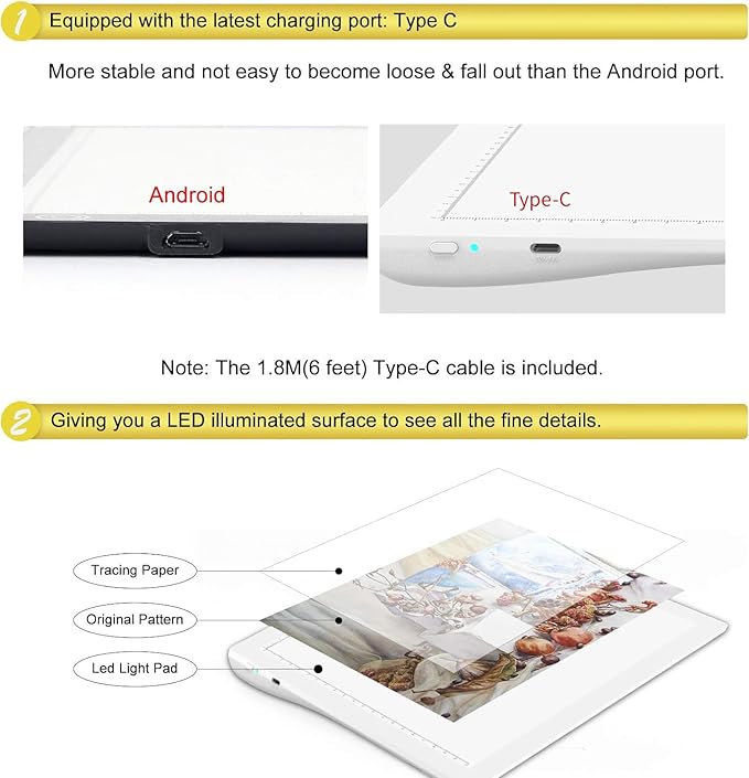 A4 Rechargeable LED Tracing Light Box with Carry Bag, ELICE Wireless Battery Powered Light Pad Artcraft Lightpad Cordless Light Board for Diamond Painting Drawing Sketching Weeding Vinyl (White)-CubbioJoy