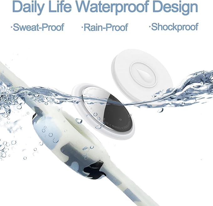 2 Pack Waterproof AirTag Bracelet for Kids, Hidden Printed Wristband for Apple Air Tag, Silicone AirTag Holder GPS Tracker Case for Band for Child Toddler, Secure Anti-Lost Protection(Camouflage)-CubbioJoy