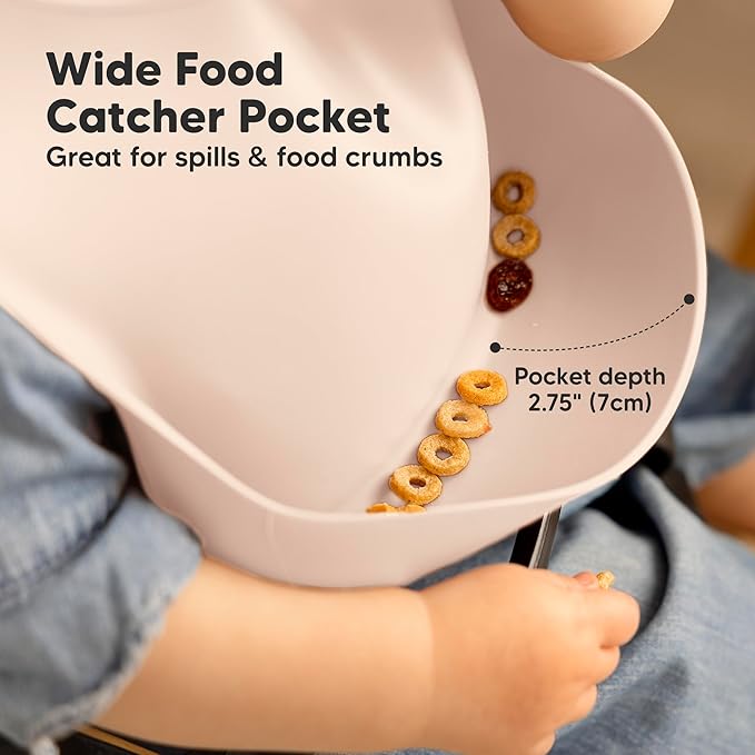 KeaBabies 2-Pack Silicone Baby Bibs for Eating - Sturdy Food-Grade Silicone Bibs for Babies Girl, Boy, Large Food Catcher, Clean & Put On Easily, Waterproof Toddler Feeding Essentials (Macaron)-CubbioJoy