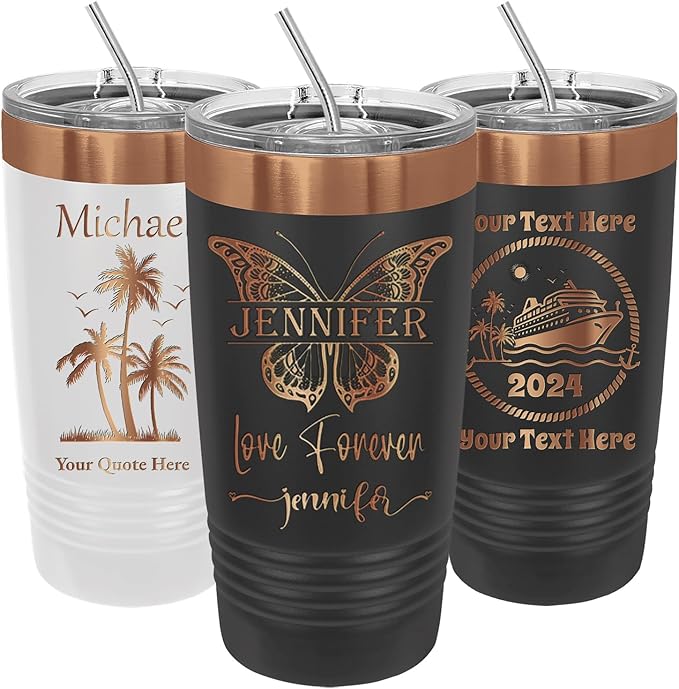 iProductsUS Personalized Gift For Women Mother's Day & Cruises - 20oz, Custom Tumbler w/Spill Proof Lid - Insulated Travel Coffee Mug - Stainless Steel Double Wall Coffee Tumbler, Cup (Rose Gold)-CubbioJoy