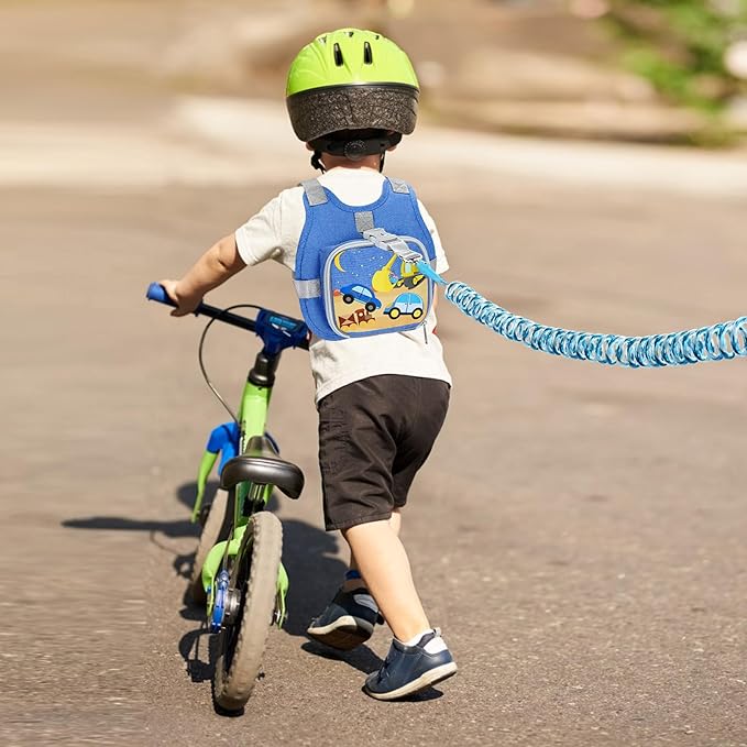 Accmor Toddler Harness Leash + Reflective Anti Lost Wrist Link, Cute Car Kids Back Pack with Hand Strap Collapsible Child Walking Restraint Belt Tether Hold Baby Boys Close For Outdoor Travel-CubbioJoy