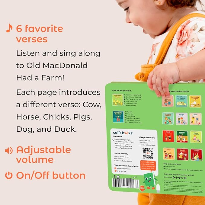 Cali's Books Old Macdonald Had a Farm | Interactive Books for 1 Year Old, Books for 2 Year Olds with Buttons on Every Page | Fun Farm Toy Book for Baby and Toddlers | Great Gift for Kids-CubbioJoy
