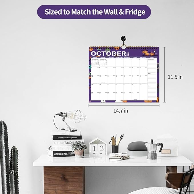 Calendar 2025-2027 22 Monthly Wall Calendar Runs from September 2025 until June 2027 Spiral Binding Hanging 11.5" x 14.7" Thick Paper with Julian Dates and Block for School Office（Festive)-CubbioJoy