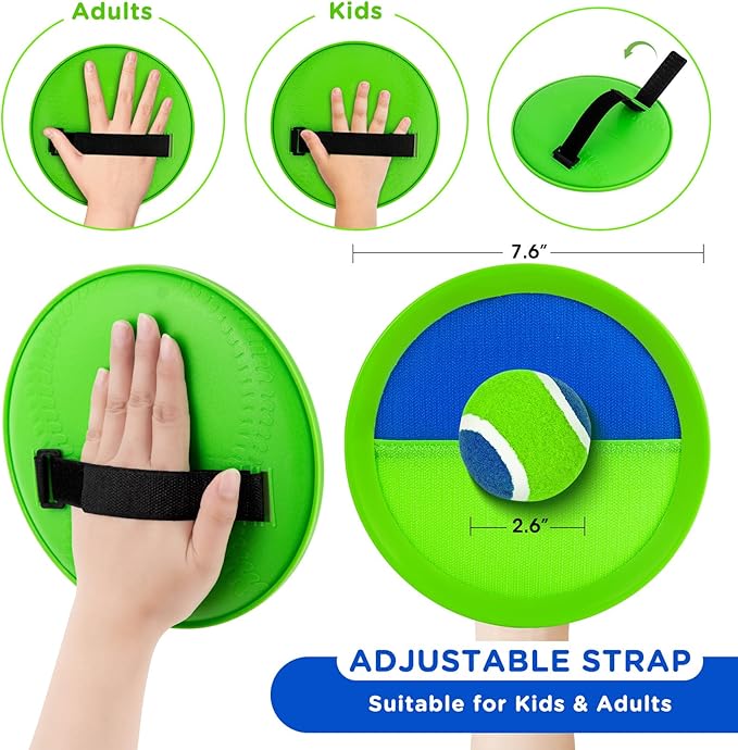 Ayeboovi Toss and Catch Ball Set Outdoor Yard Beach Pool Toys Games for Kids Family Sports 8 Paddles 4 Balls for Toddlers Boys Girls Ages 3-12 Boys Girls Birthday Gift-CubbioJoy