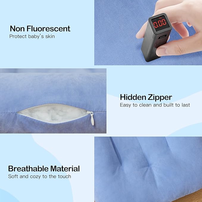 Baby Lounger for Newborn, Bionic Design Baby Lounger, Soft Organic Cotton Breathable Lounger for Infants 0-18 Months (Blue)-CubbioJoy