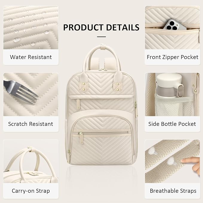 Diaper Bag Backpack for Women with Changing Pad, Baby Bag with Insulated Pockets Multifunctional Diaper Bags For Baby Girl Boy Waterproof Baby Bags For Boys Girls Maternity Bag Beige-CubbioJoy