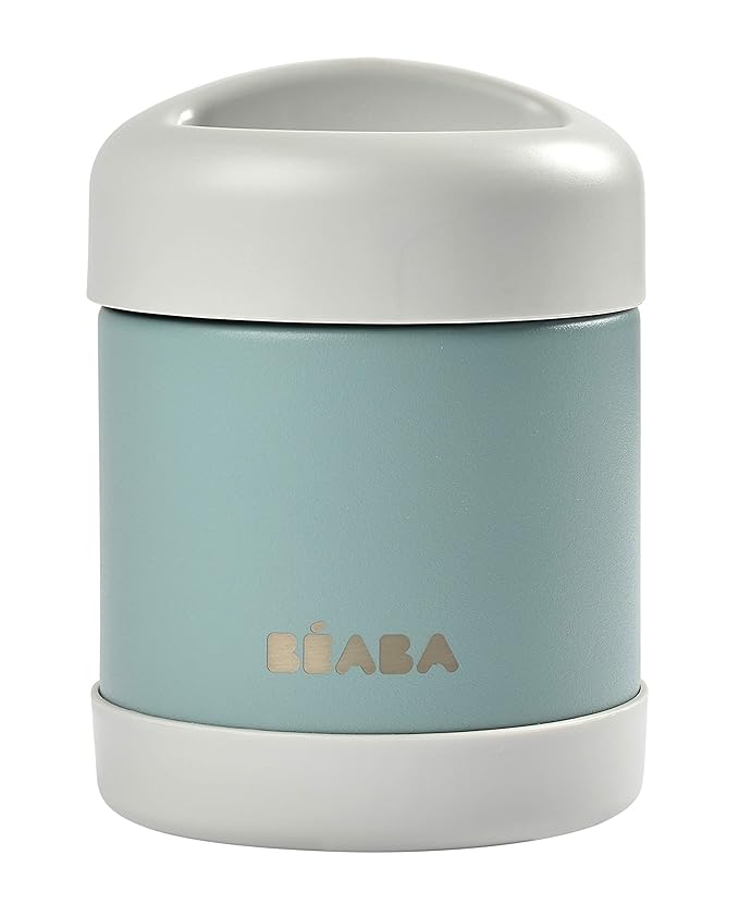 Beaba Stainless Steel Insulated Food Jar 10 oz, Kids Thermos, Lunch Containers, Leakproof, Wide Opening, Suitable for Hot and Cold Foods (Eucalyptus)-CubbioJoy